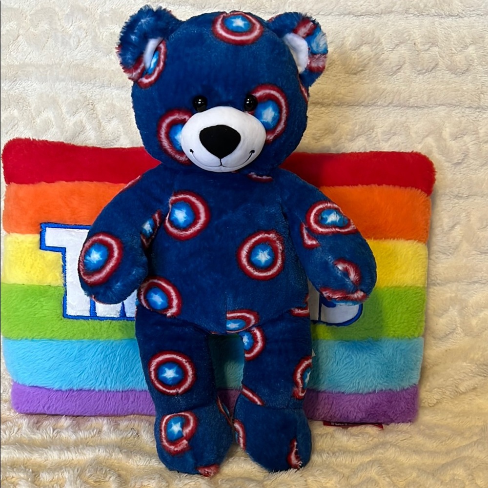 Marvel Blue Captain America Teddy Bear From Build A Bear